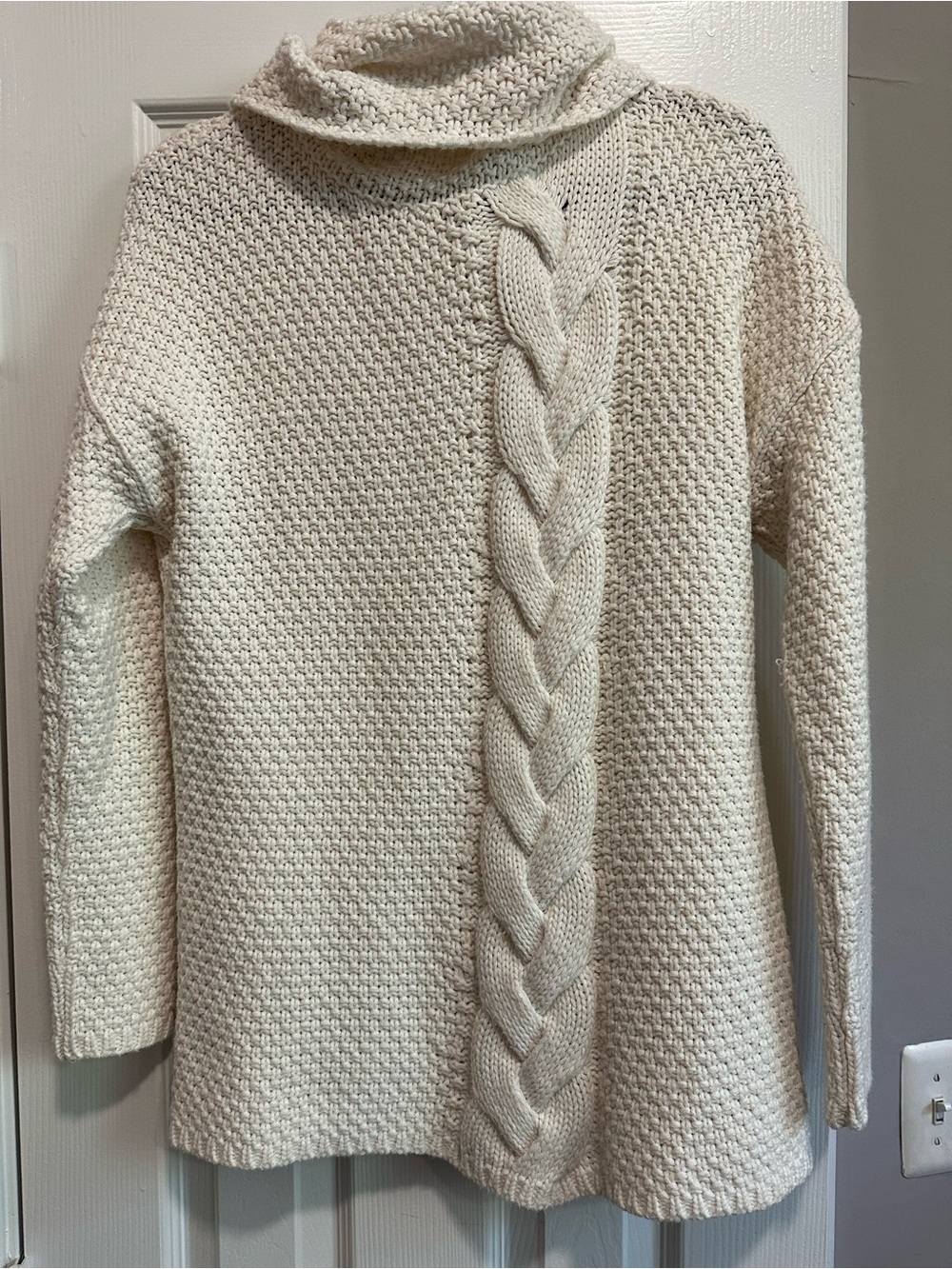 Eva Mendes for New York & Company Cream Cable-Front Turtleneck Sweater